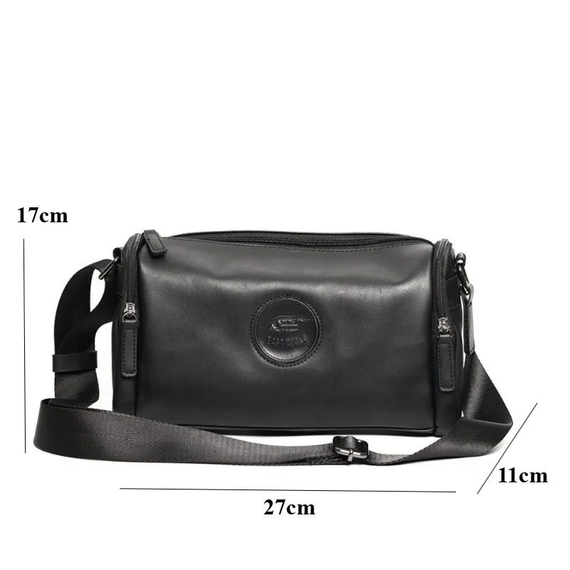 Modische Herren-Umhängetasche, neues Design, fassförmige Umhängetasche für Herren, große Kapazität, Schultertasche aus weichem Leder, Herren-Umhängetasche. – Detail 1