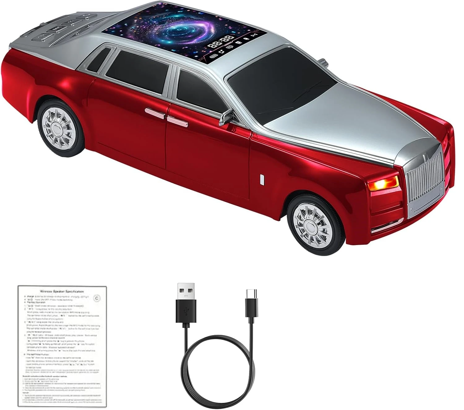 

Беспроводная колонка WS610 в форме автомобиля Rolls-Royce Phantom с LED-экраном «Звездное небо», Hi-Fi звуком 15 Вт, аккумулятором 2400 мАч для дома и офиса