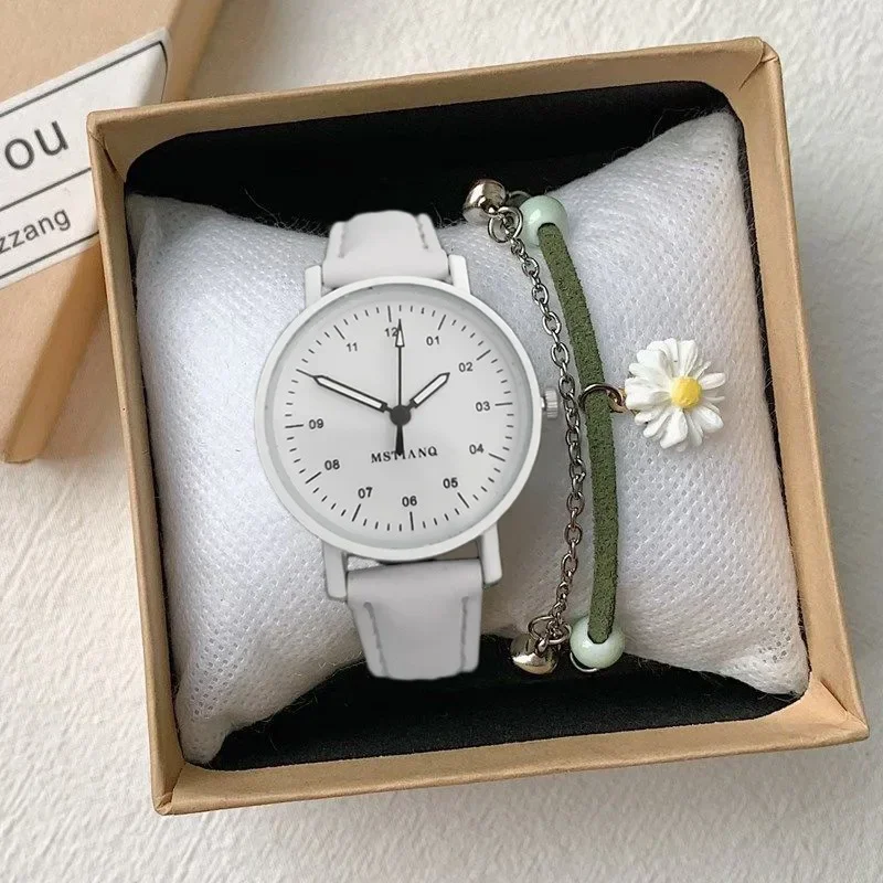 Relojes de cuarzo con correa de cuero PU Para Mujer, relojes de pulsera impermeables con esfera redonda, Reloj Retro Para Mujer y Niña