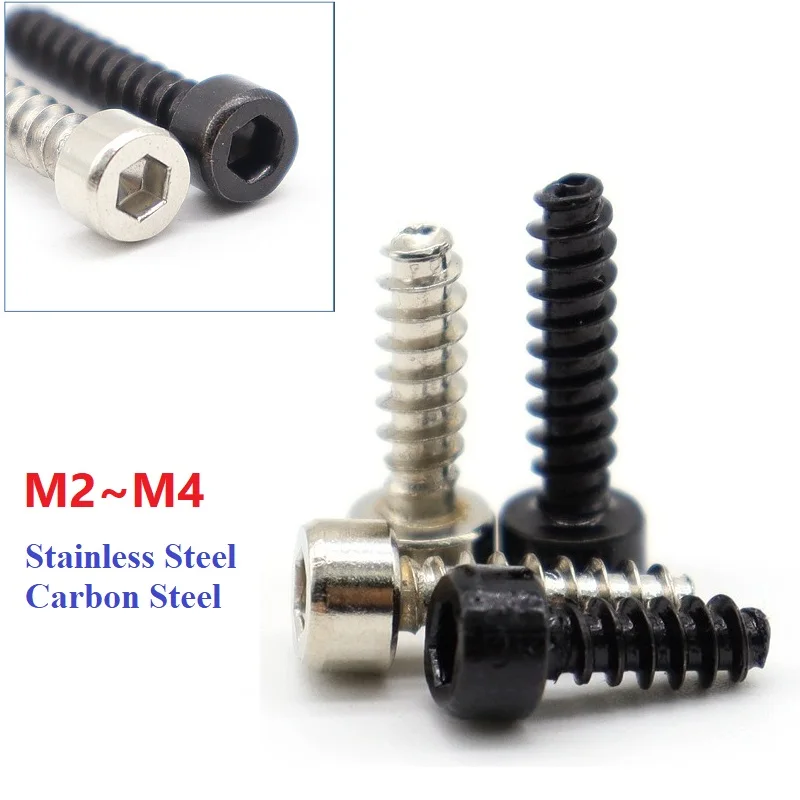 

Hexagon Socket Head Cap Self-tapping Screws 304 Stainless Black/Nickel Plating M2 M2.6 M3 M4 Allen Head Tapping Flat Tail Screw