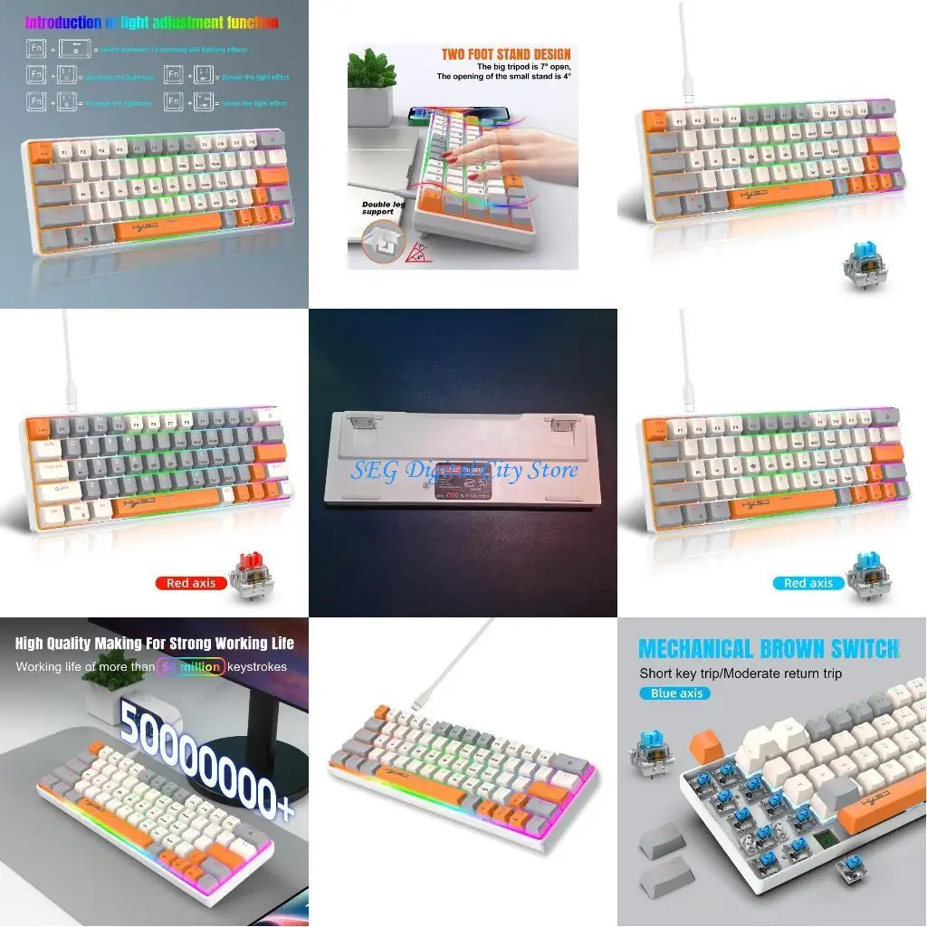 

U75B Mini Compact 63Keys Keyboards Waterproof Keyboards for PC/for Gamers