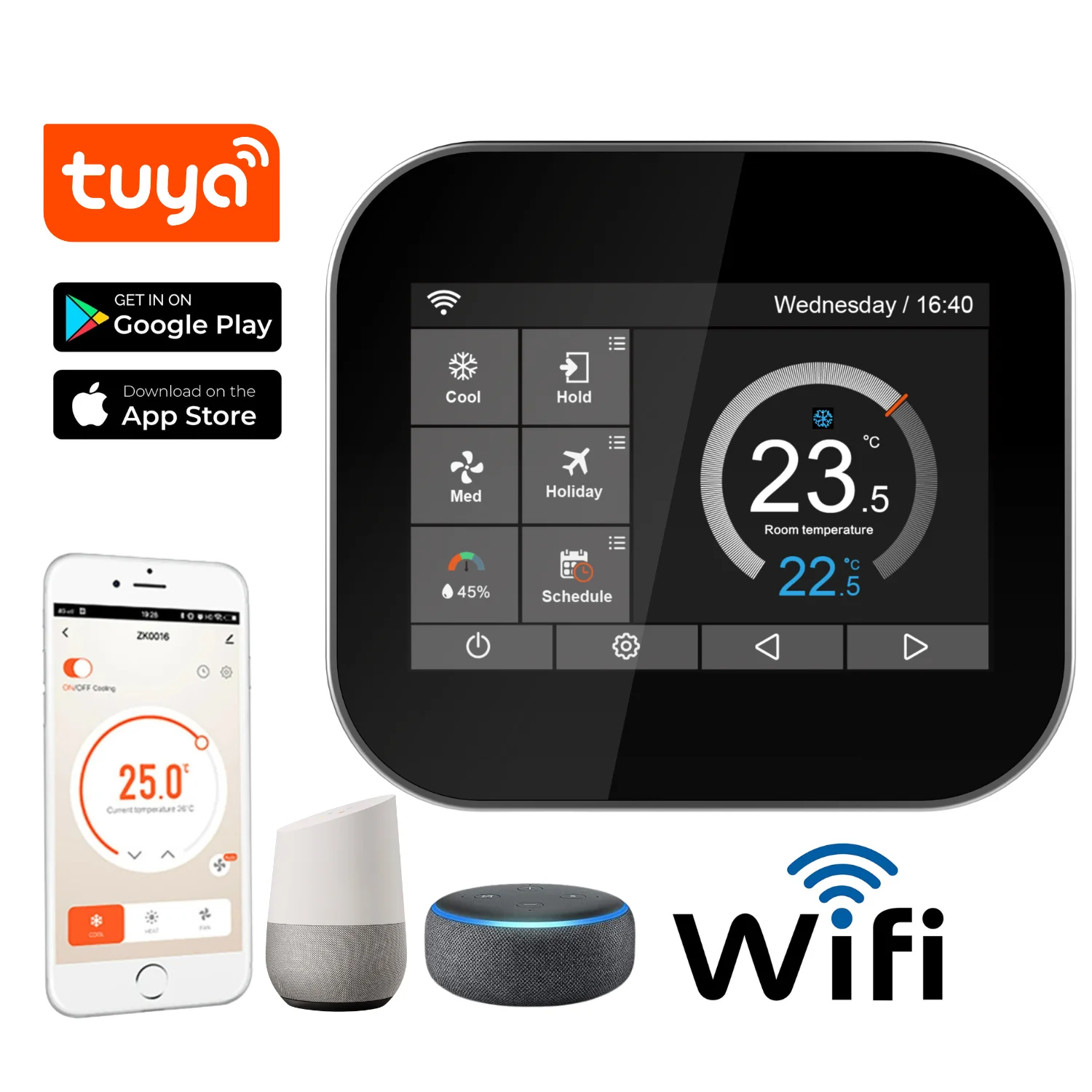 Wifi Fcu Thermostat 2 or 4 Pipe Programmable air Condition Heating/cooling Smart Fan Coil Thermostat with WIFI