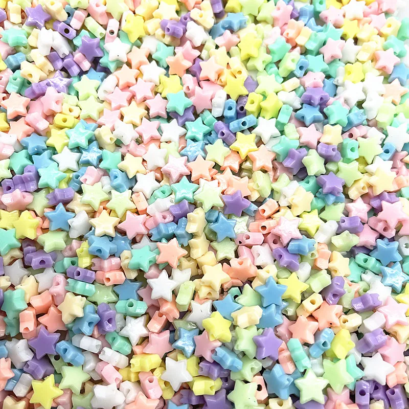 New 100pcs 10mm Candy Color Five-pointed Star Acrylic Loose Spacer Beads for Jewelry Making DIY Accessories