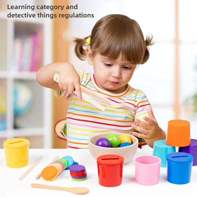 

Montessori Wooden Educational Toys Color Cognitive Classification Cup Baby Sensory Color Matching Cup Stacking Toys for Children
