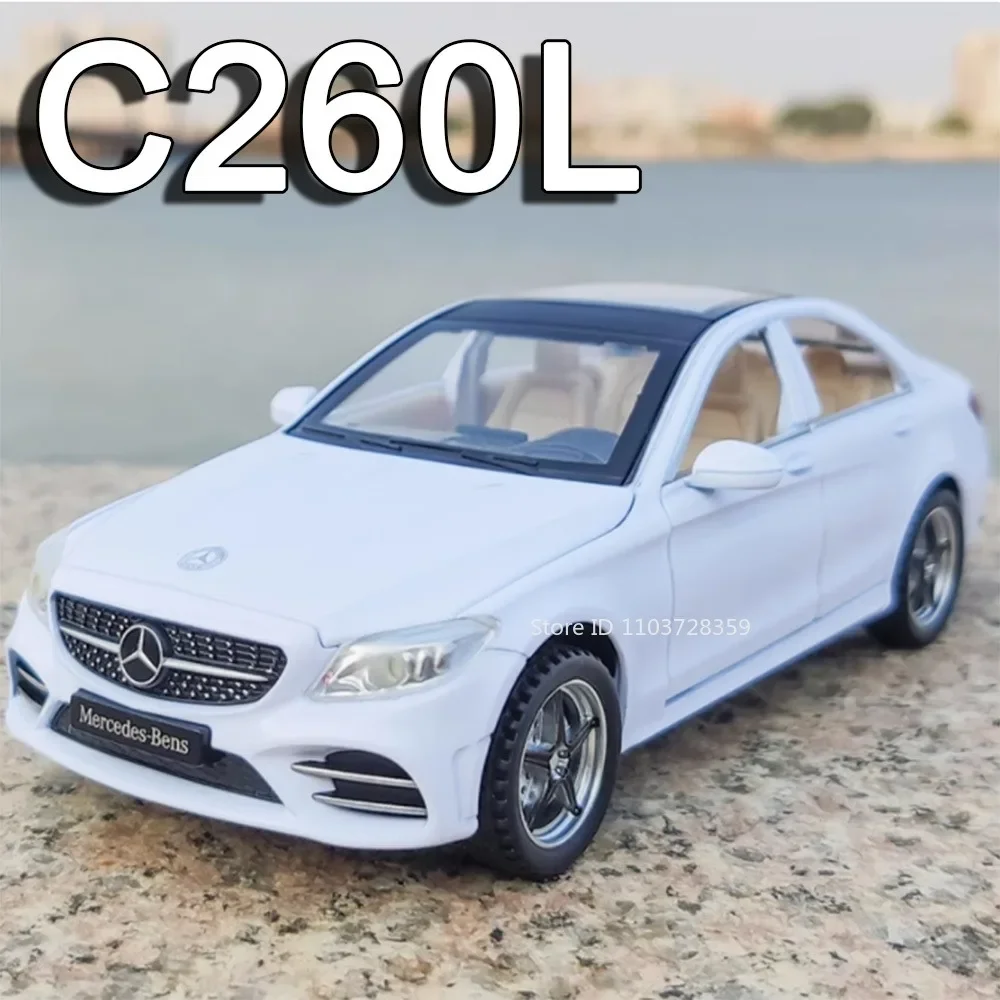 1:32 Miniature Model C260L E300L Toy Cars Alloy Diecast Sound Light Doors Opened Pull Back Rubber Tires Ornament for Kids Gifts