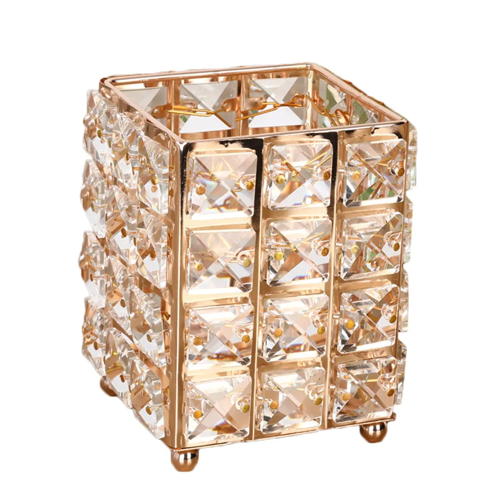 Crystal Pen Holder Golden Scratch Resistant Desktop Organizer Makeup Brush Pot Pencil Storage Brush Container Pen Container