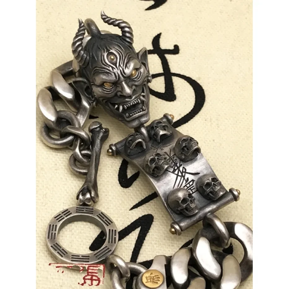 【 Prajnaparamita Heavenly Gang Talisman 】 Twisted Cuban Chain Bracelet Fashionable Handsome Men Hip Hop Bracelet Trendy Jewelry