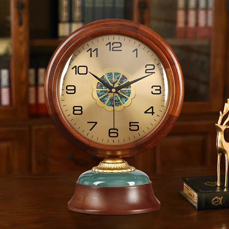 

Pendulum table clock Living room clock ornament 2025 new solid wood pendulum clock New Chinese desktop table