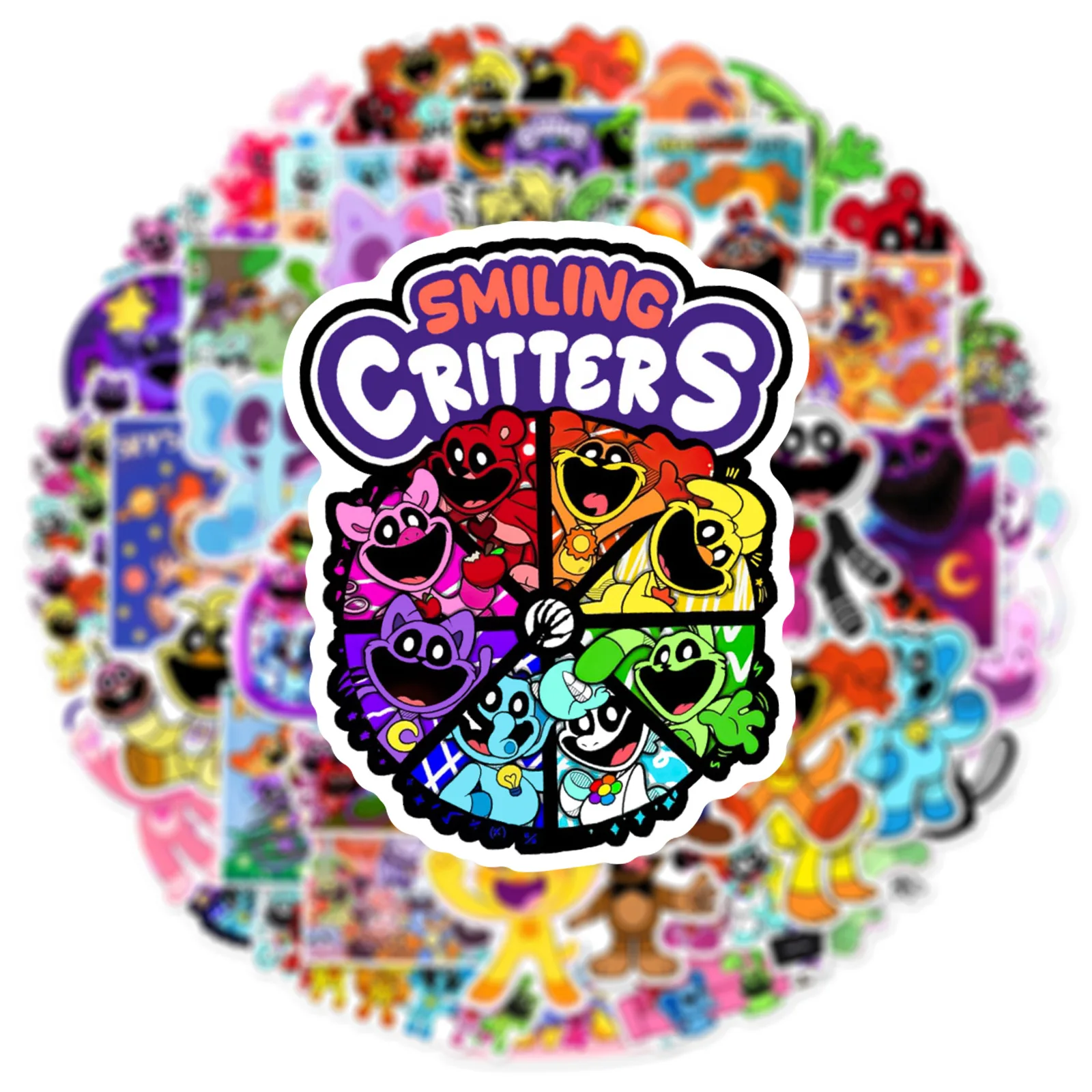 Pegatinas de juego de terror de Critters sonrientes para niños, decoración de maleta, álbum de recortes, teléfono, portátil, papelería, pegatina de juguete para niños, 10/30/50 piezas