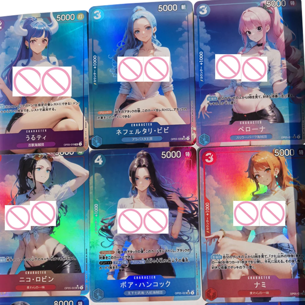 9Pcs/set Anime OPCG Sexy Collection Card Nami Uta Boa Hancock Perona Big Chest Refractive Color Flash Card Boy Gifts 63*88mm