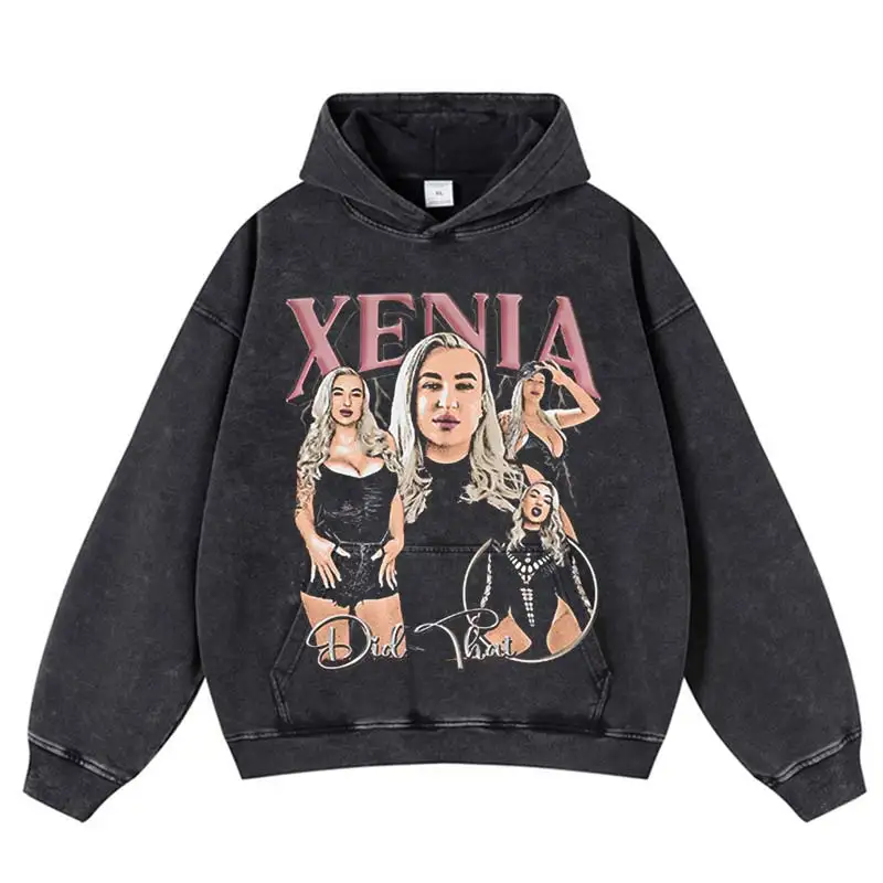 Hip Hop Fashion Vintage Harajuku Hoodie Streetwear Stretwear Sweatshirt Portrait Print Pullover Cotton Washed Oversized Hooded
