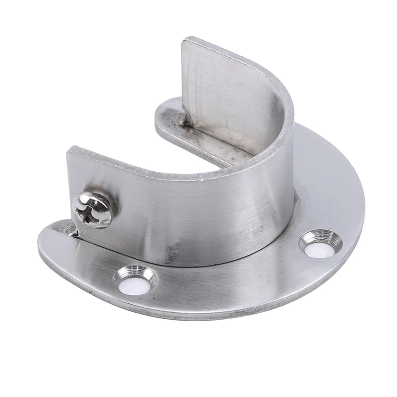 2/4PCS Thick Stainless Steel Tubular Bracket Socket Storage Holder For Wardrobe Bar Shower Curtain Cabinet Pole Socket Brackets view 5