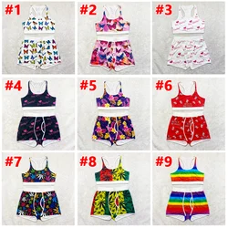 Women‘s Two Piece Set 2022 Summer Clothes Sexy Tank Top + Butterfly Shorts Matching Sets Sports Fitness Shorts Sets For Women