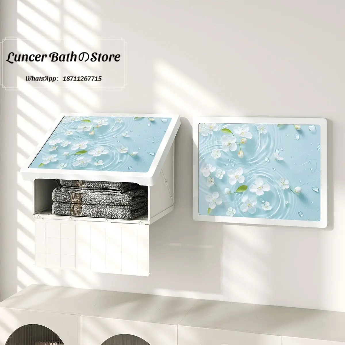Bathroom storage cabinet, bath, clothes, artifact, waterproof mural, bathroom hanging painting, no punching, folding storage