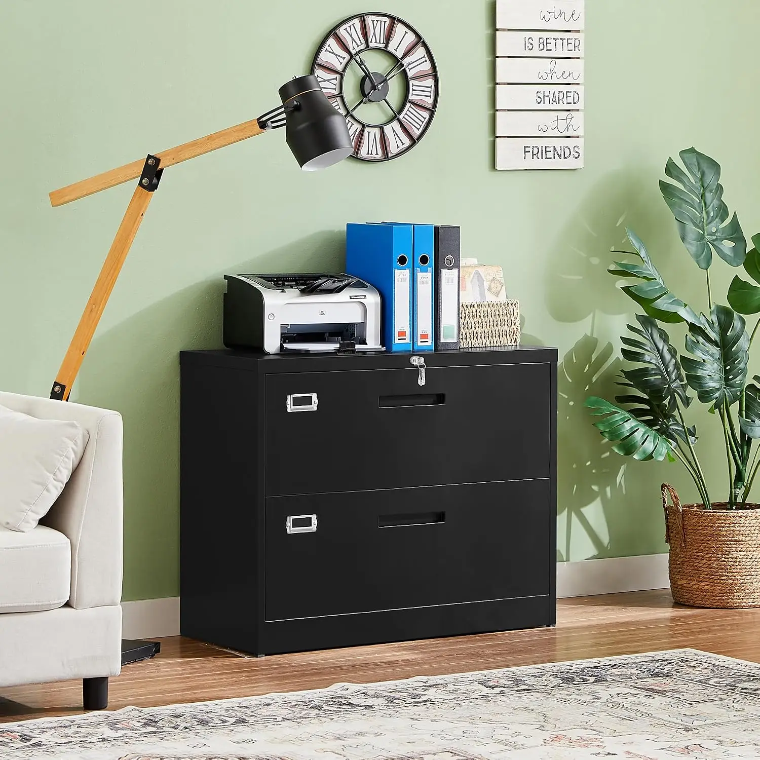 Metal Lateral File Cabinet with Lock, 2 Drawer Steel Filing Storage, Office Furniture for Letter/Legal/F4/A4 Files, Customized