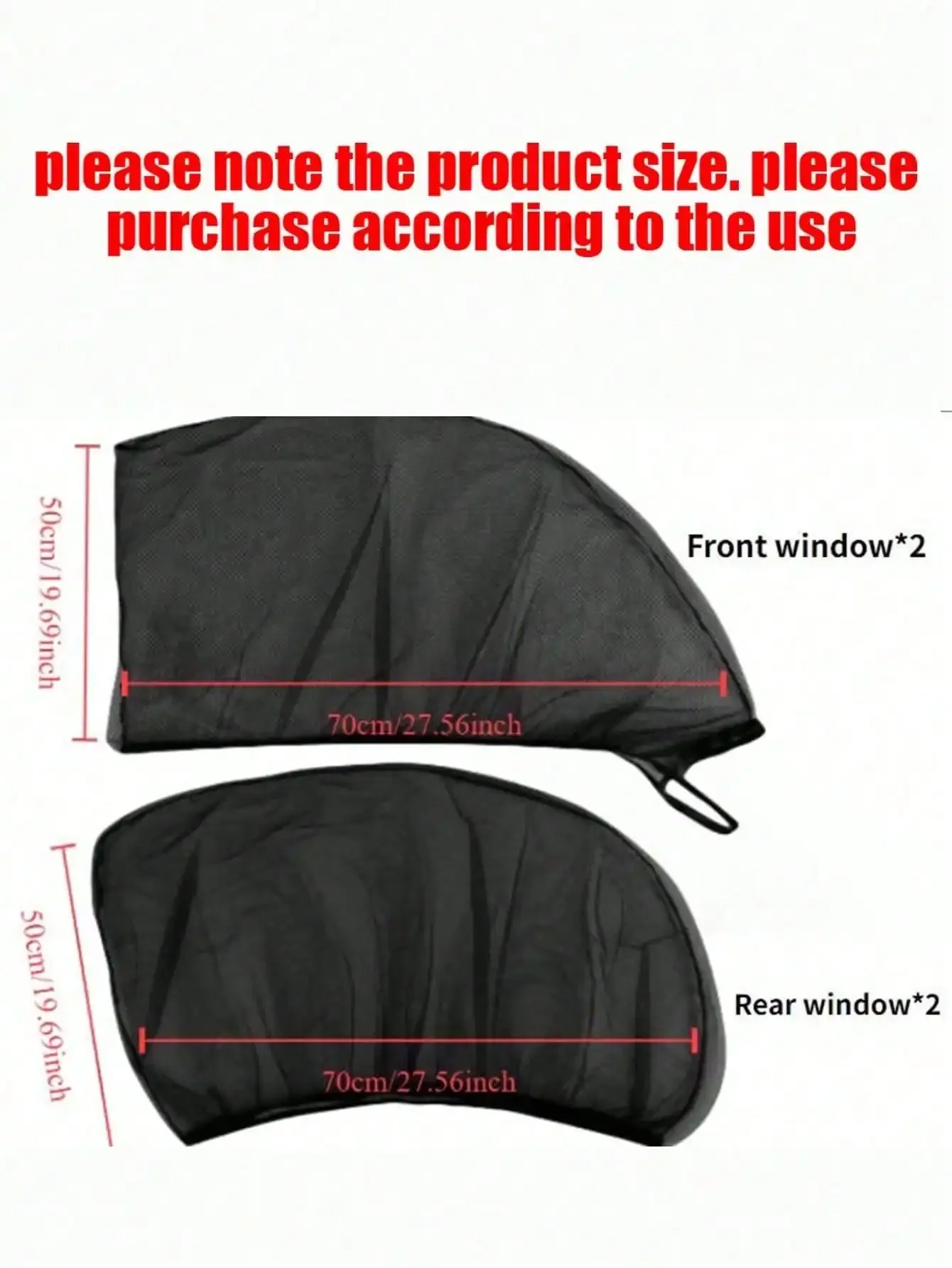 4-Piece Breathable Mesh Car Side Window Shade UV & Insect Resistant Universal Mosquito Net for Car Windows