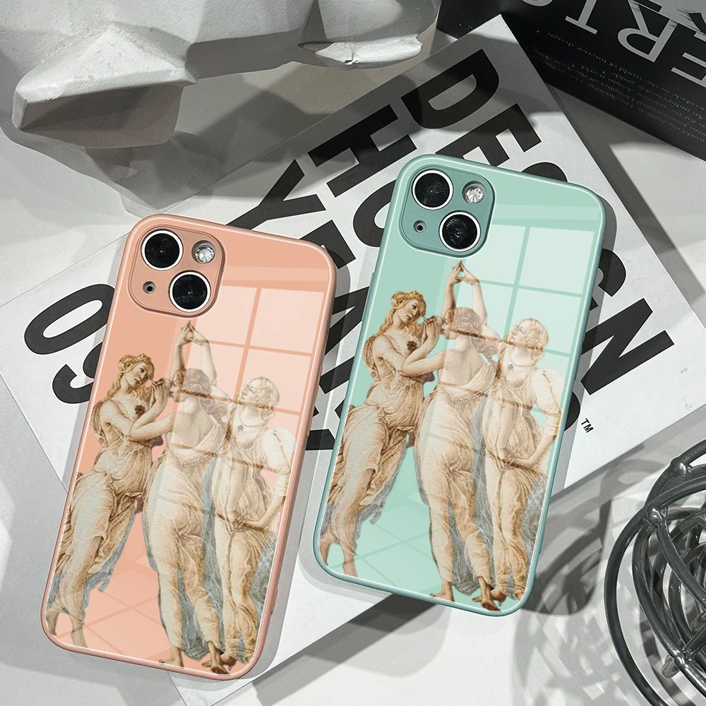 Art Aesthetic Renaissance Tempered Glass Case for IPhone 14 11 12 XR XS MAX 7/8 X 13 Botticelli La Primavera Spring 1481 Cover