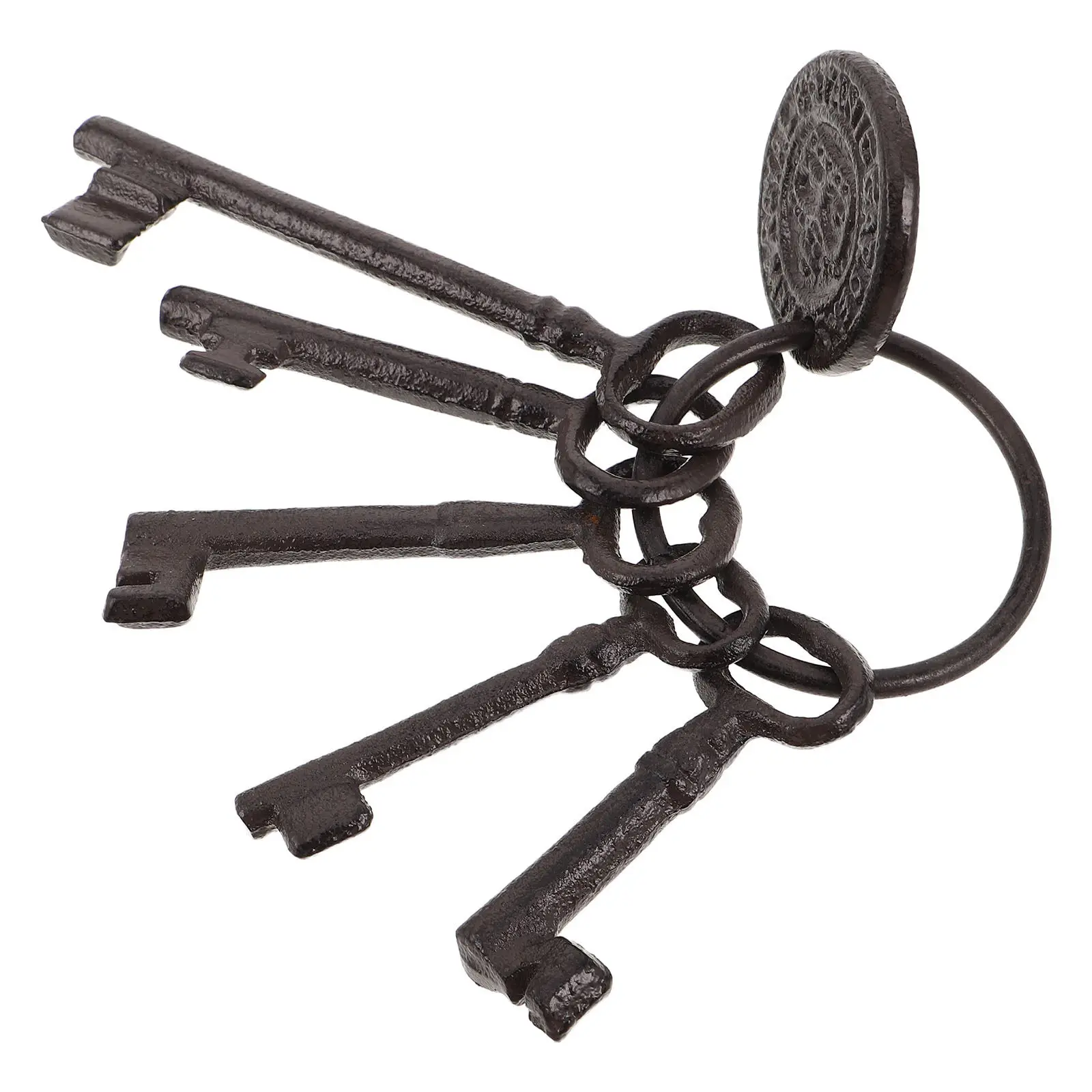 1Set Pirate Treasure Chest Keys Set Cast Iron Distressed Decorative Vintage Key Rings Keychain Pendant Cosplay Party