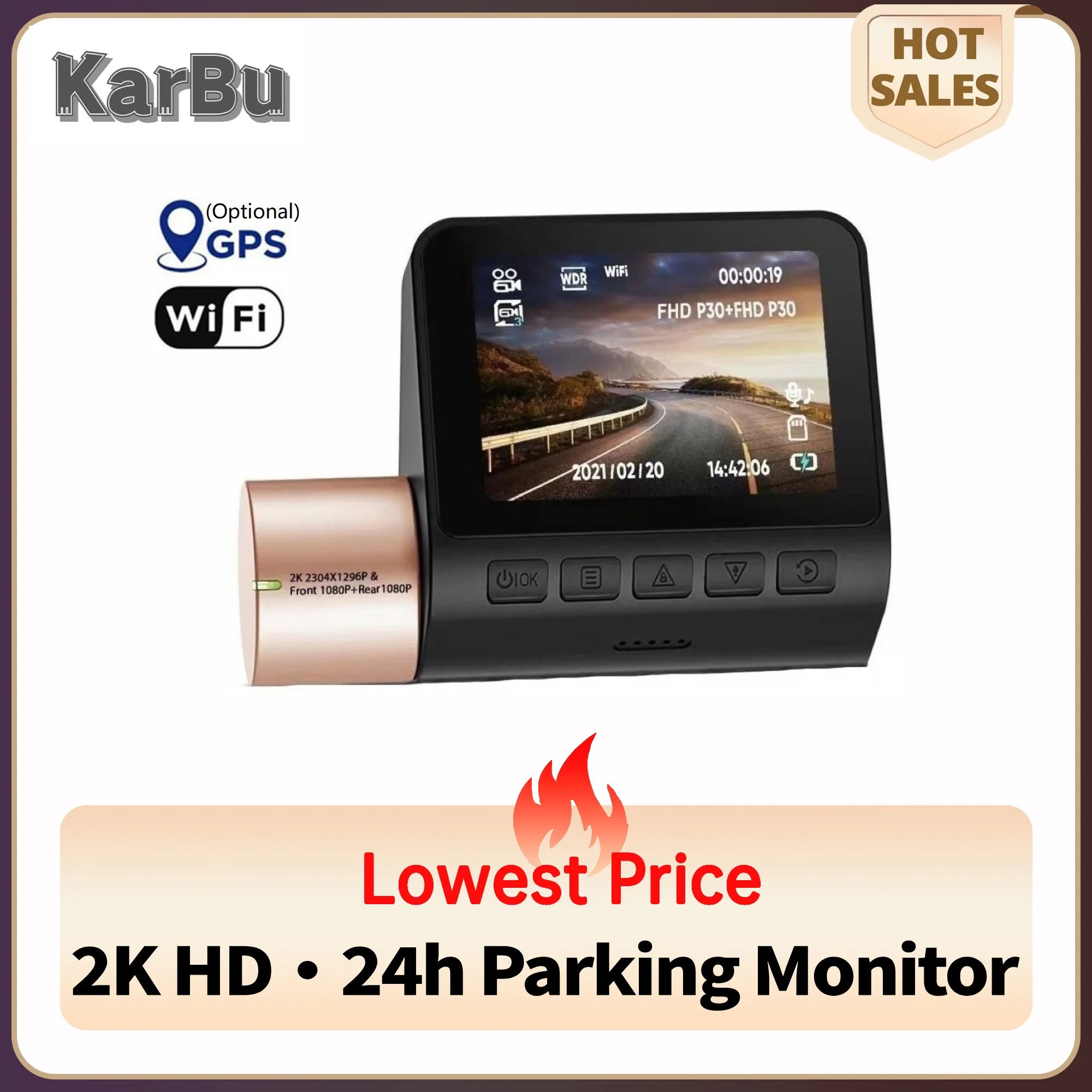 2K HD Dash Cam for Car Video Camera Wifi GPS Tracker Dvr Night Vision Dashcam 24h Parking Monitor Kamera Samochodowa Rejestrator