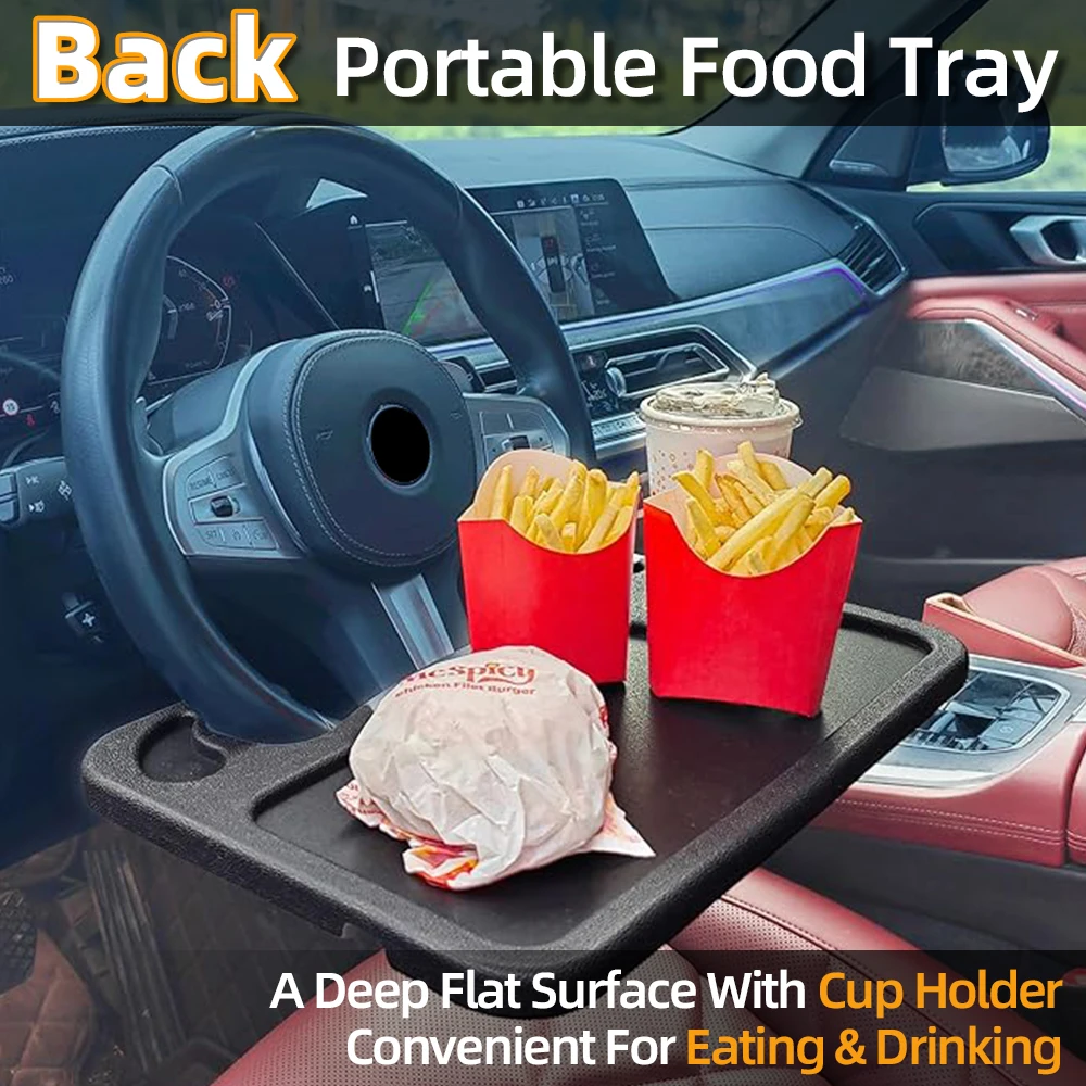 

2 in 1 Multifunctional Car Steering Wheel Desk Sturdy Car Cup Holder Durable Car Table Stand Portable Car Tray Board Universal