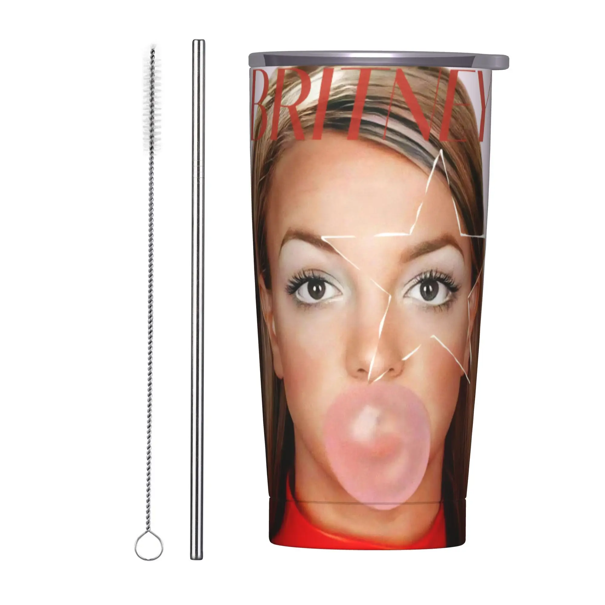 Singer Britney Spears Insulated Tumbler with Lid  Vacuum Thermal Mug Outdoor Portable Car Bottle Cup 20oz