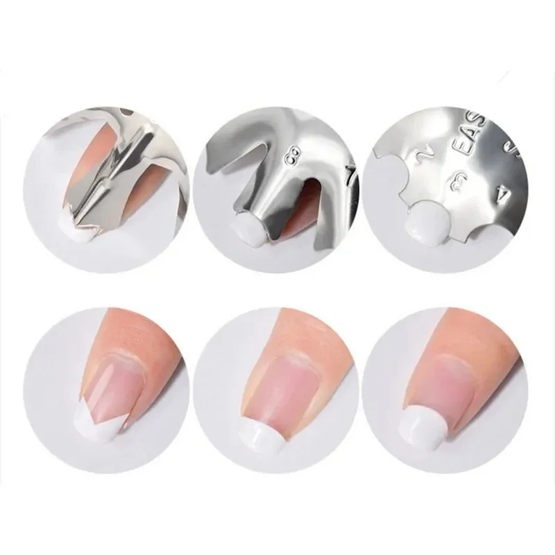 1pcs Nail plate Easy French Smile Cut V Line Almond Shape Tips Manicure Edge Trimmer French Nails Mold Nail Cutter Makeup Tools