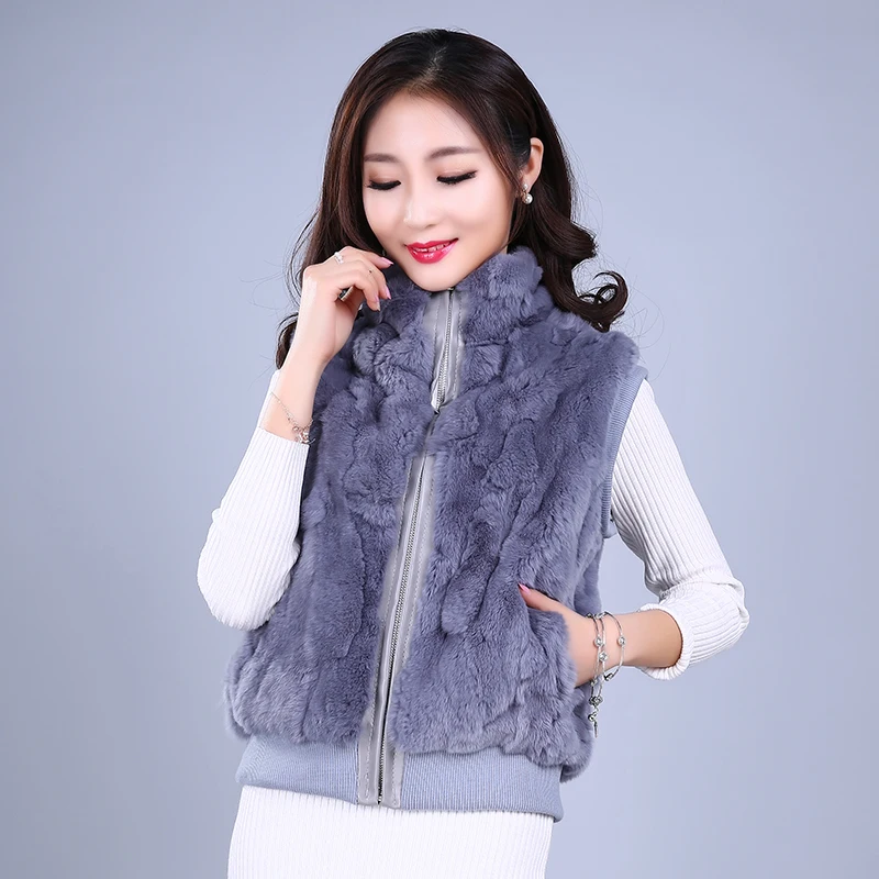 Real Fur Rabbit Korean Rabbit Fur Coat Natural Fur Vest Short Female Rabbit Vest Women Fur Coat Real Fur Coat Free Shipping