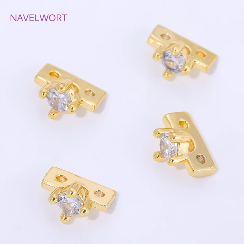 18K Gold Plated Brass 2 Holes Separator Bar,Inlaid Zircon Bead Separators For Bracelets Accessories,DIY Jewelry Materials image 6