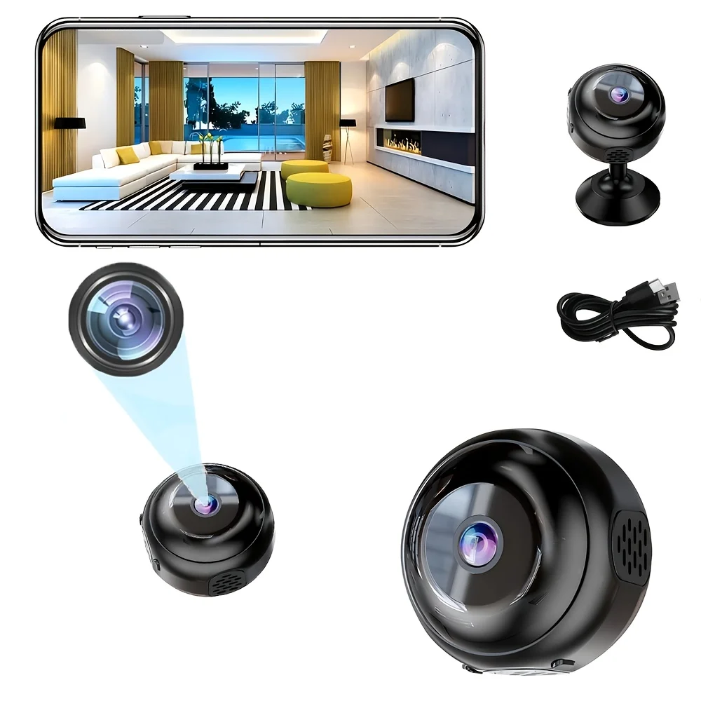 WiFi Smart Security Camera, Night Vision, Motion Detection, Easy Installation, Portable Home Security Surveillance, Wireless Sec