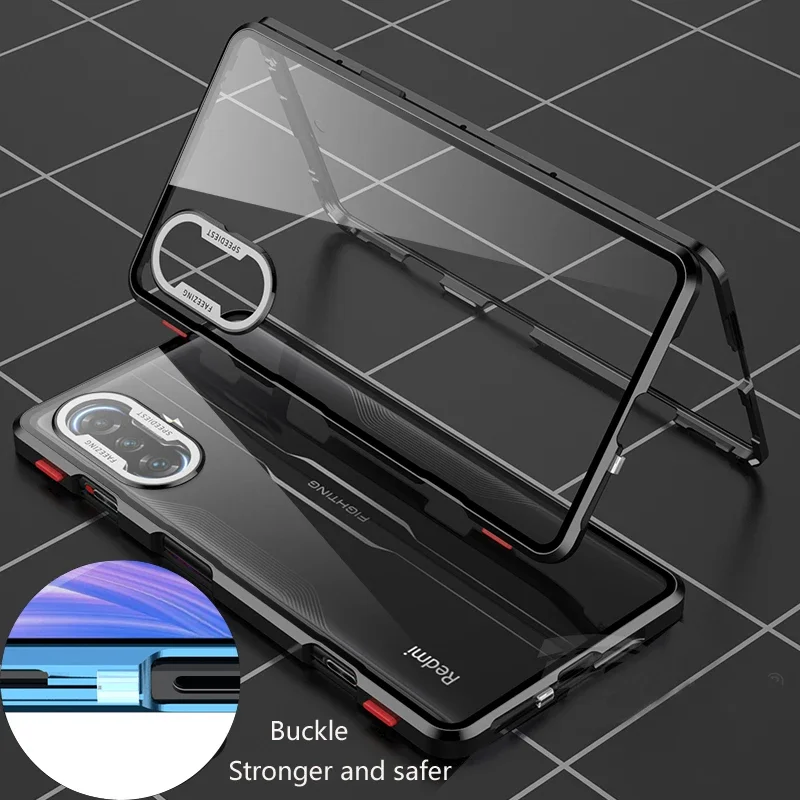 Metal Double Sided Glass Snap Lock Case For XIAOMI MI Poco X6 F6 M4 Pro 5G Lens Protection Cover Cases