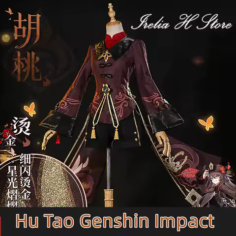 in stock Irelia H Store Hu Tao Genshin Impact Cosplays Hu Tao Cosplay Costume women Halloween costumes Full set