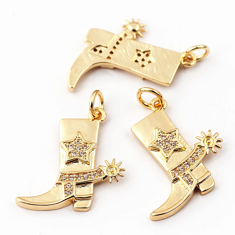 Cowboystiefel Sport Baseball Hantel Yoga Herren Zirkonia gepflasterter Stoff Charm Anhänger, 18K Gold Halskette Handwerk Schmuck Versorgung L99 – Detail 5