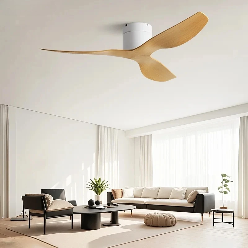 Modern Stylish 45/52 inch LED Ceiling Fan with Light Remote Control 3 Blades Quiet Modern Design for Living Room Bedroom