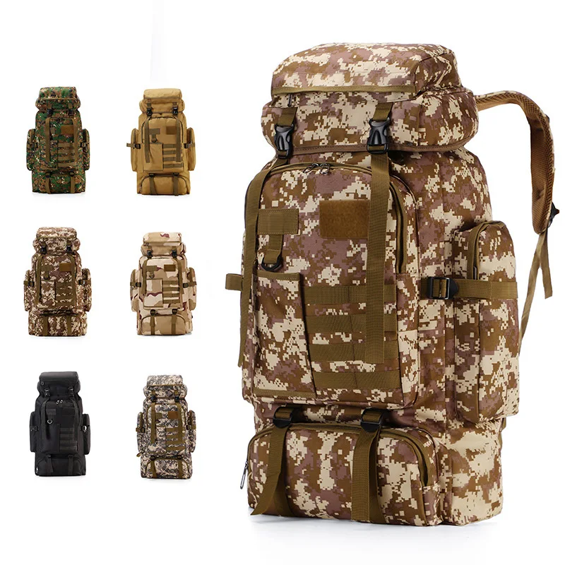 Tactical Large Capacity 80L Travel Climbing Bag Military Backpack Men Army Bags Canvas Bucket Bag Shoulders Sports Bag