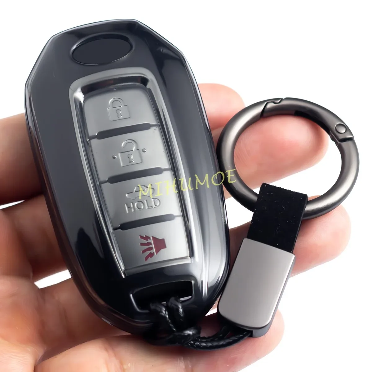 Black Transparent Car Key Fob Case Cover Keychain Ring Holder Protector Accessories For Infiniti Q50 Q60 QX50 QX55 QX60