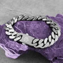 Original Design Men Cuban Chain Bracelet Creative Cross Valknut Simple Buckle Bangle Punk Hip-hop Teenager Jewelry Party Gift