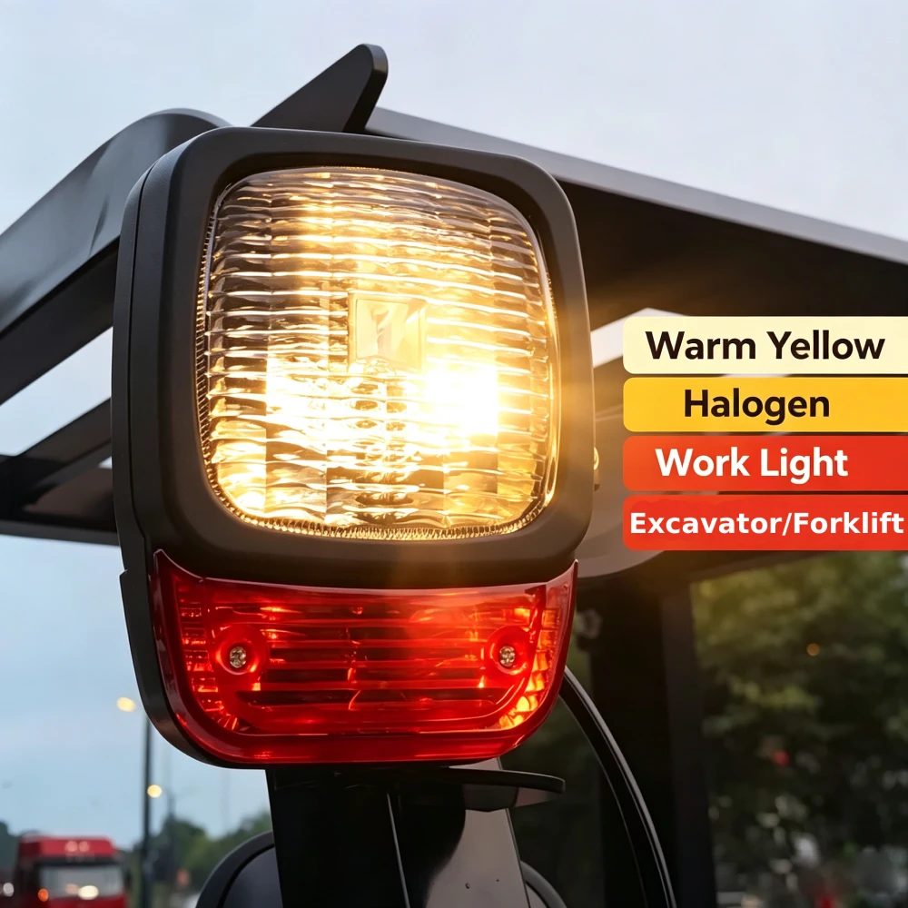 2Pcs Halogen Forklift Headlights 12V Loader Excavator Work Light Tractor Turn Signal Lamp