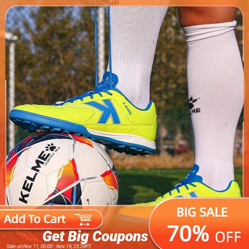 

KELME Men Soccer Shoes Anti-Slippery Futsal Kid Football Sneakers Indoor Sports Shoes Professional Training TF Shoes ZX90111053