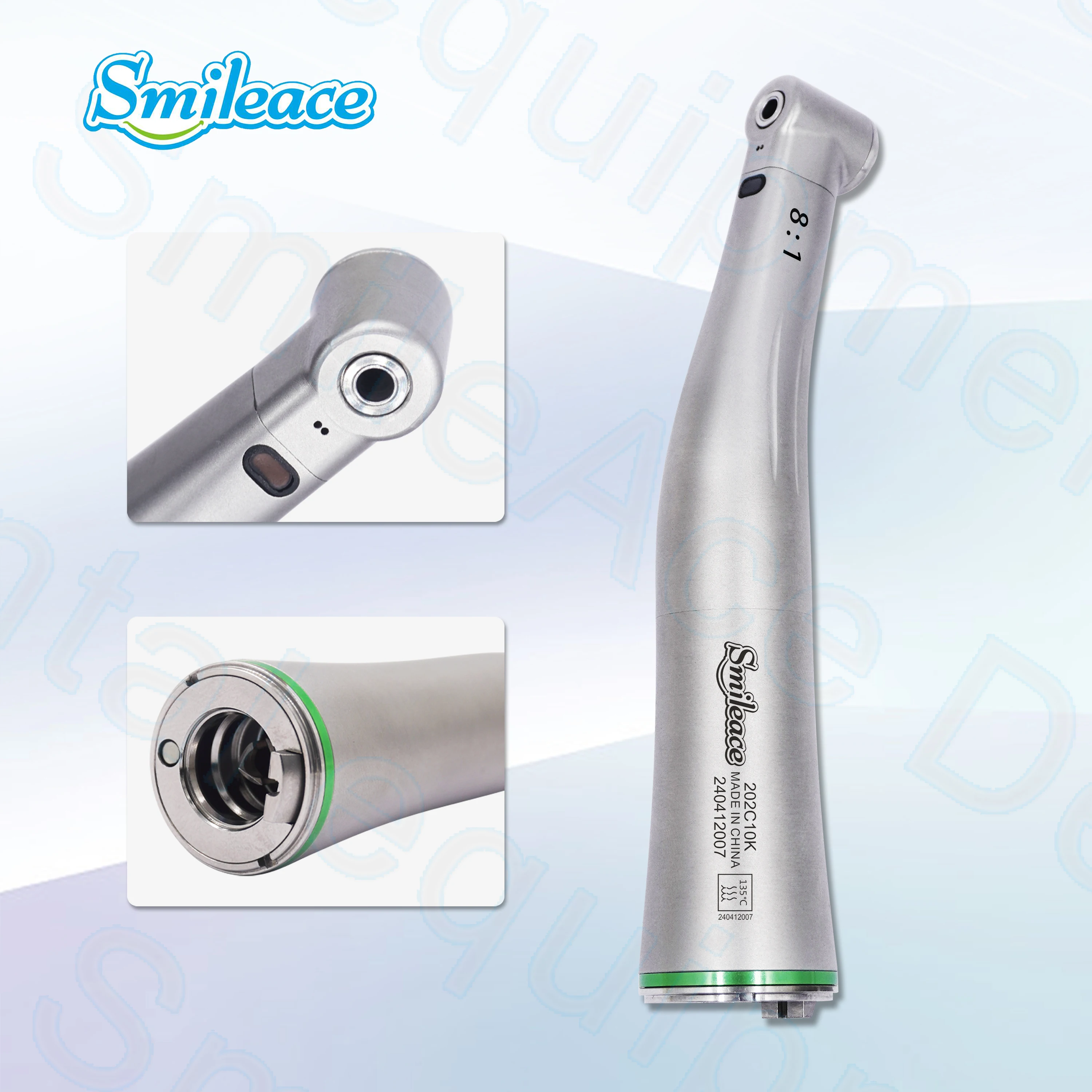 

Dental 8:1 Endo LED Fiber Optic Contra Angle Endodontic Handpiece Push Button Against Tip