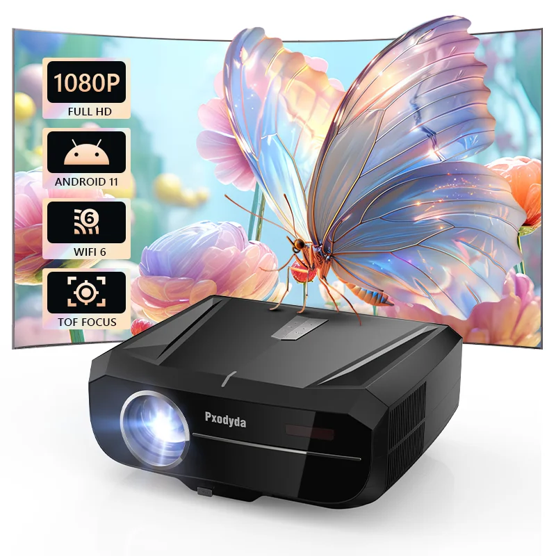 4K Smart Projector Android 11 Wifi 6 - 1900ANSI スマートプロジェクター、Android 11搭載、1080p/4K対応、Wi-Fi 6、Bluetoothオーディオ、オートフォーカス、4Dキーストーン補正、ポータブル、3D対応、ホームシアターに最適。