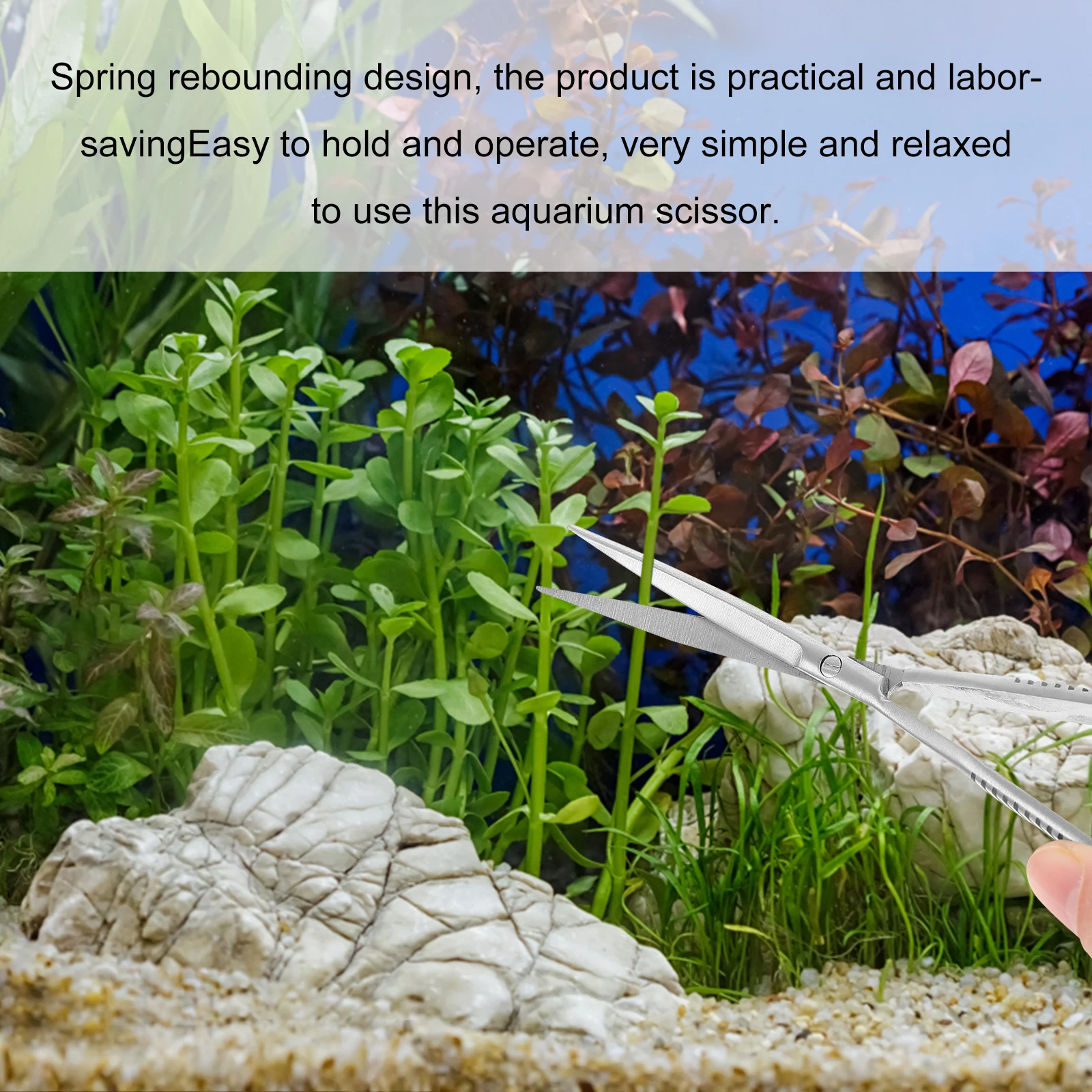 

Spring Scissors Stainless Steel Aquarium Plant Trimming Tool Portable Clipper Fish Tank Gravel Decorations Easy Grip
