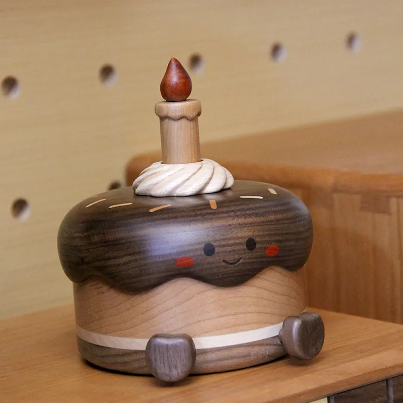 Wooden Cake Shaped Jewelry Box Cute Birthday Gift for Her High End Trinket Organizer Decorative Storage Case for Rings Earrings