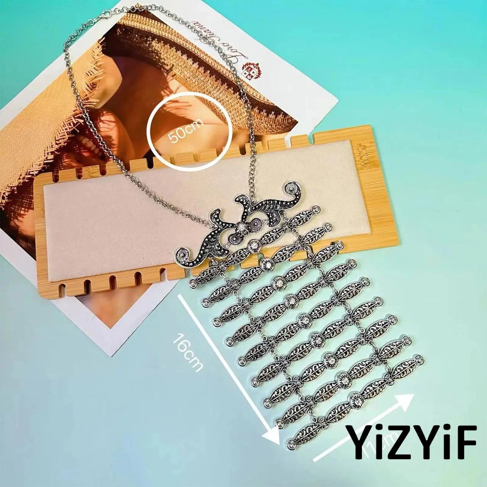 

Masquerade Costume Accessory Russian-style Vintage Caucasus Ethnic Pattern Exquisite Pendant Necklace for Halloween Themed Party