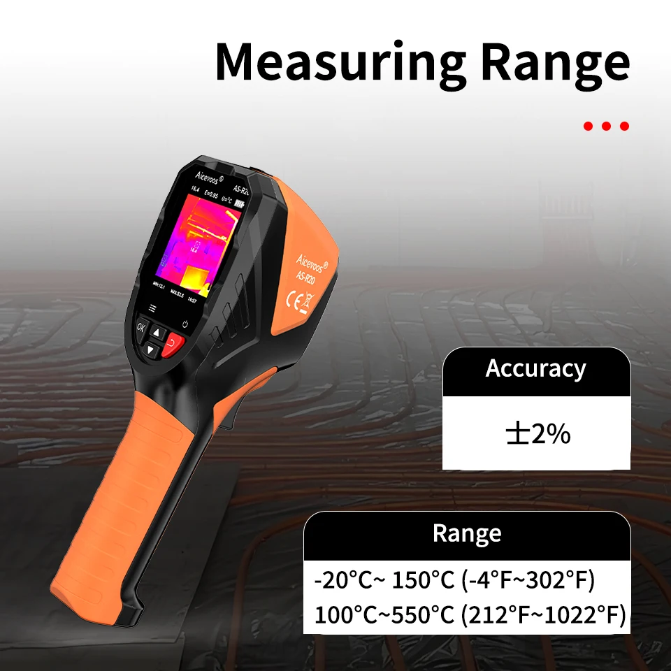 Aicevoos Rechargeable Industrial Infrared Thermal Imaging Camera,96x96 IR Resolution,Super Resolution 240x240, -20°C to 550°C - Image 2