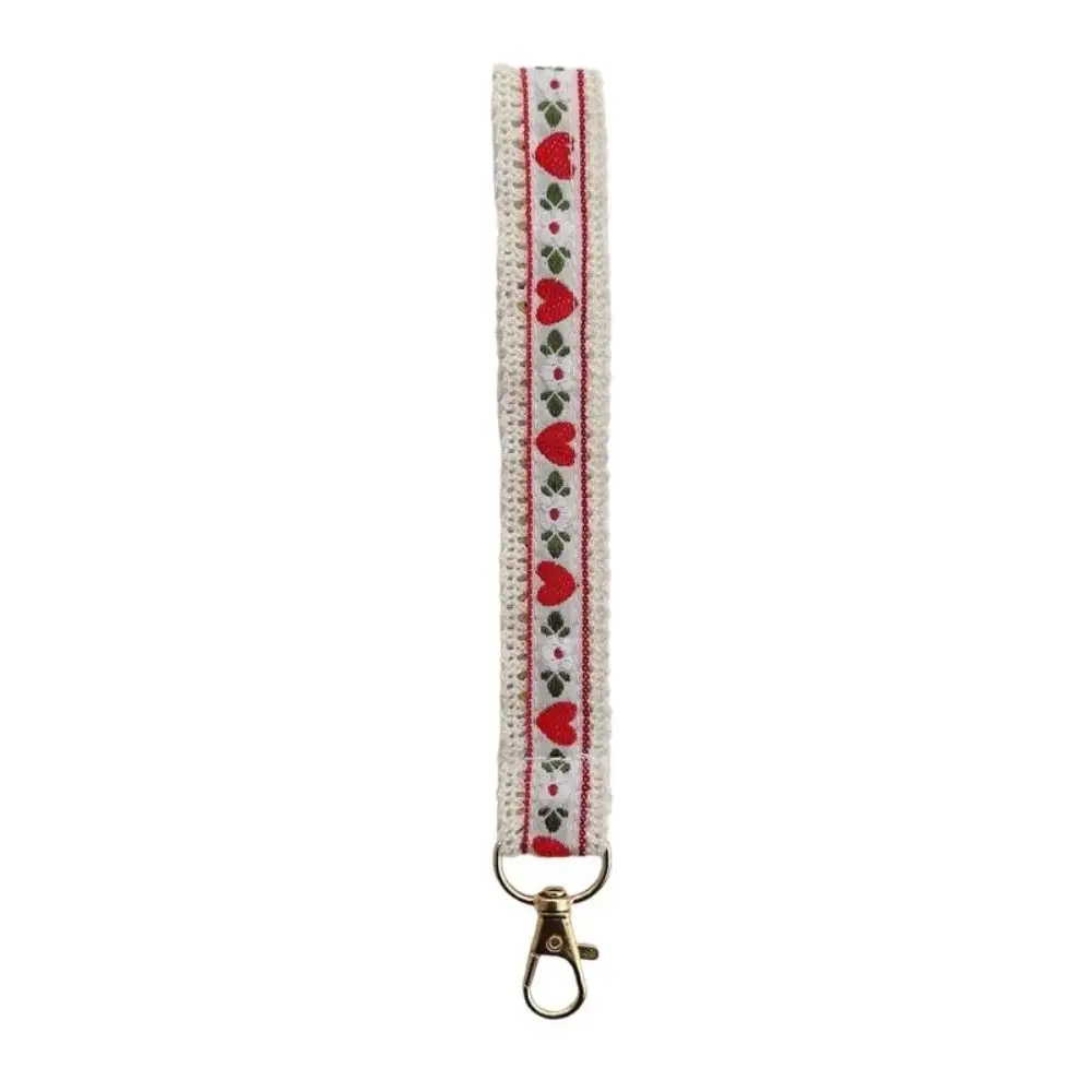 

Sweet Anti-Lost Lace Wrist Strap Cloth Colourful Flower Keychain Pendant Ethnic Style Mobile Phone Chain Bag Accessories