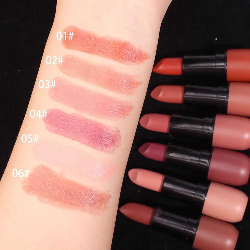 6Colors Matte Velvet Lipstick Waterproof Lasting Nude Sexy Red Lipsticks Non-stick Cup Moisturizing Lips Tint Makeup Cosmetics