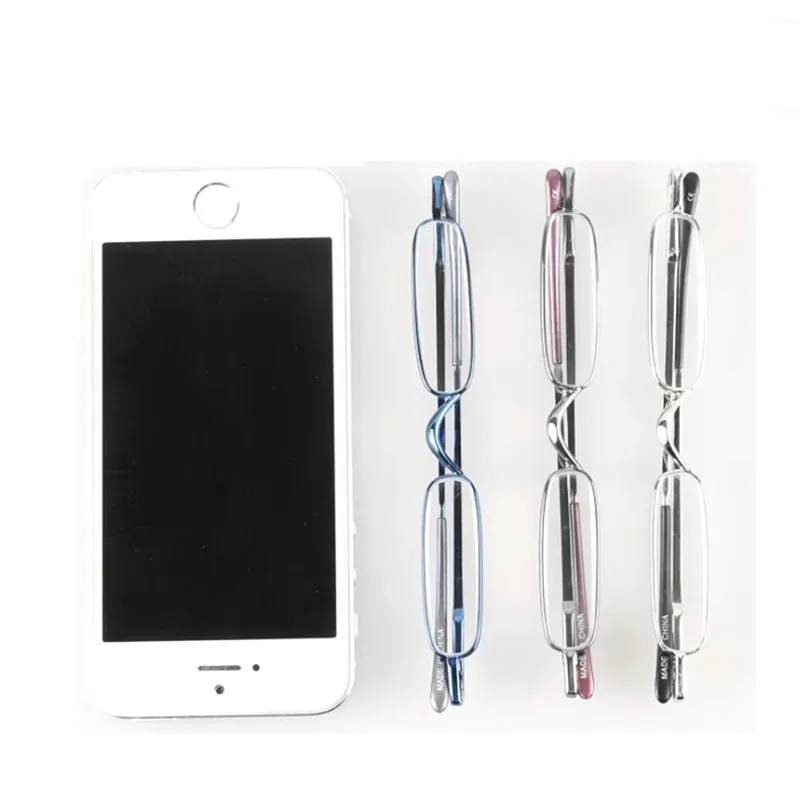 Neue Mini Super Schmale Falten Lesebrille Frauen Männer Tragbare Container Presbyopie Stift Gläser Mit Box + 1 + 1,5 + 2 + 2,5 + 3,0 – Detail 4