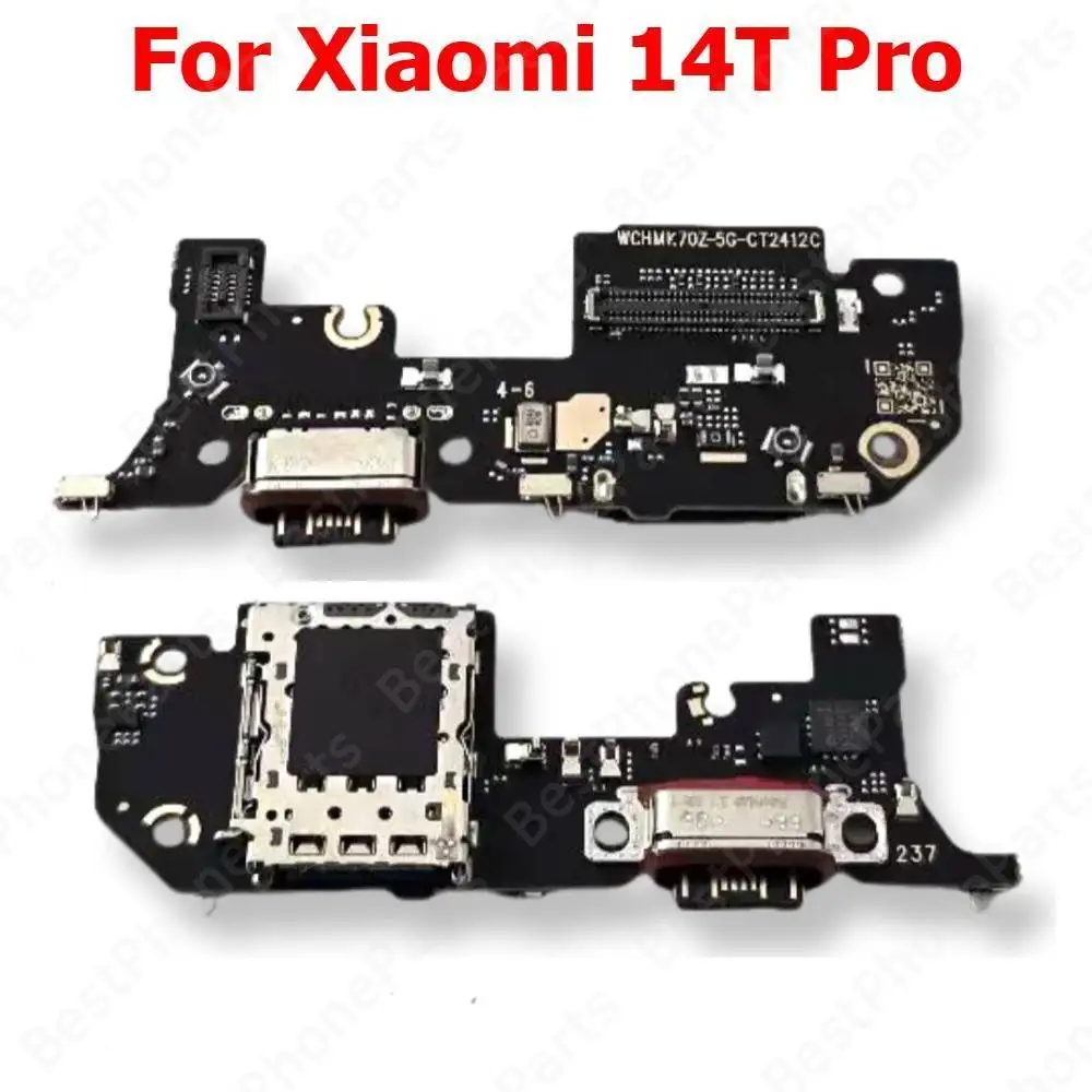 Ladeanschlussplatine für Xiaomi 14T Pro 14TPro Ladeanschluss USB-Stecker mit SIM-Kartenleser PCB-Dockingplatte Handy-Ersatzteile