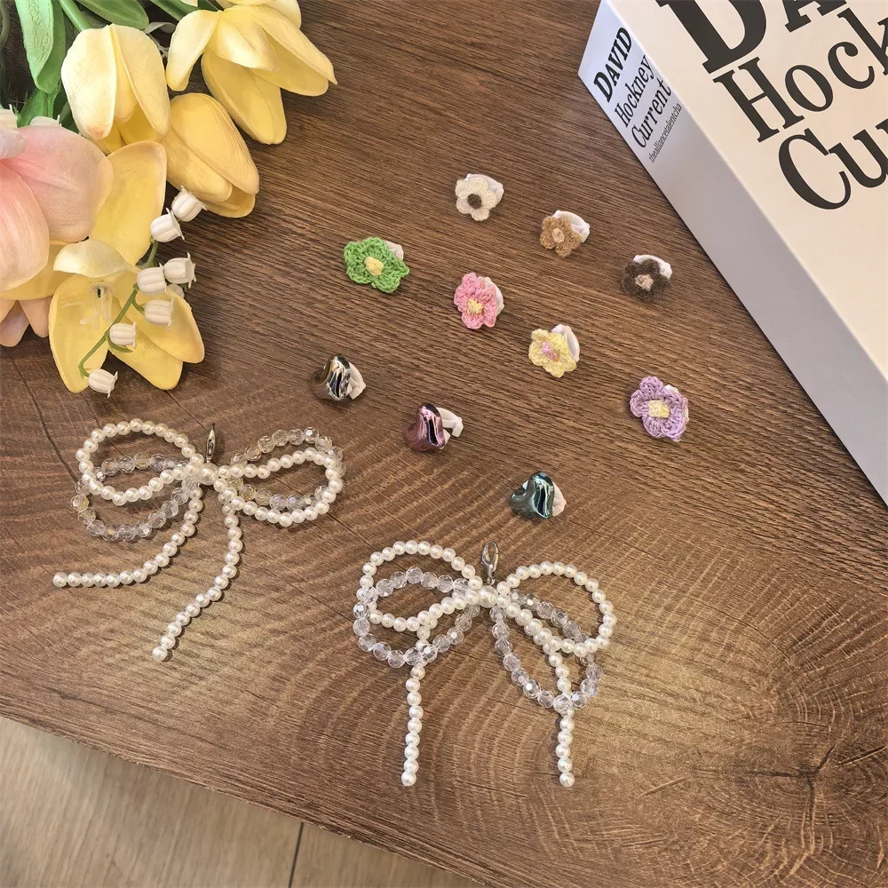 Flower Heart Shoe Charms Detachable Crochet Floral Lace Shoe Ornaments Decorative Accessories For Sneakers Shoe Laces Decoration