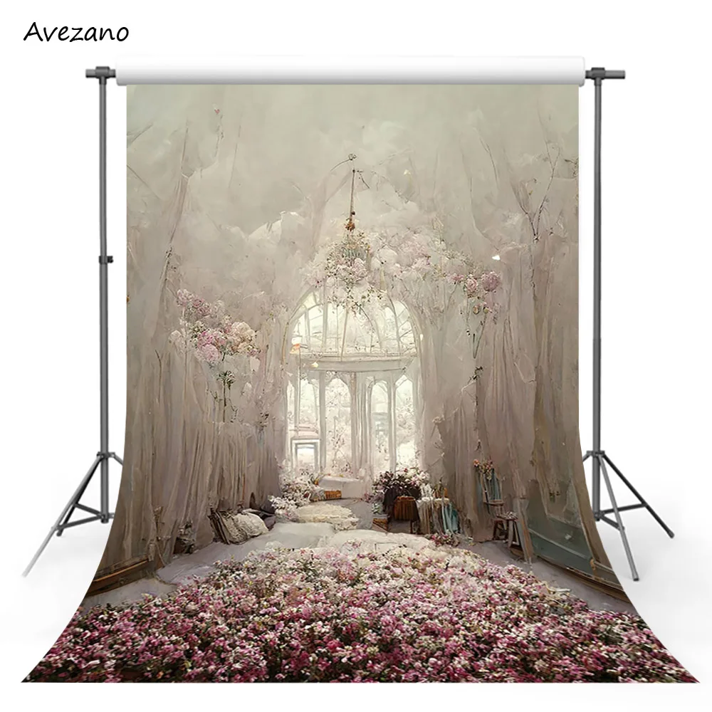 

Avezano Photography Background Vintage Oil Painting Flower Indoor Princess Girl Artistic Portrait Backdrop Photo Studio Decor